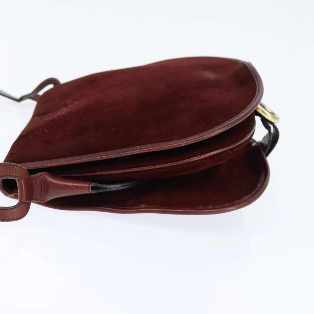 BALENCIAGA Shoulder Bag Suede Leather Bordeaux Gold Auth bs30414 - Picture 4 of 16